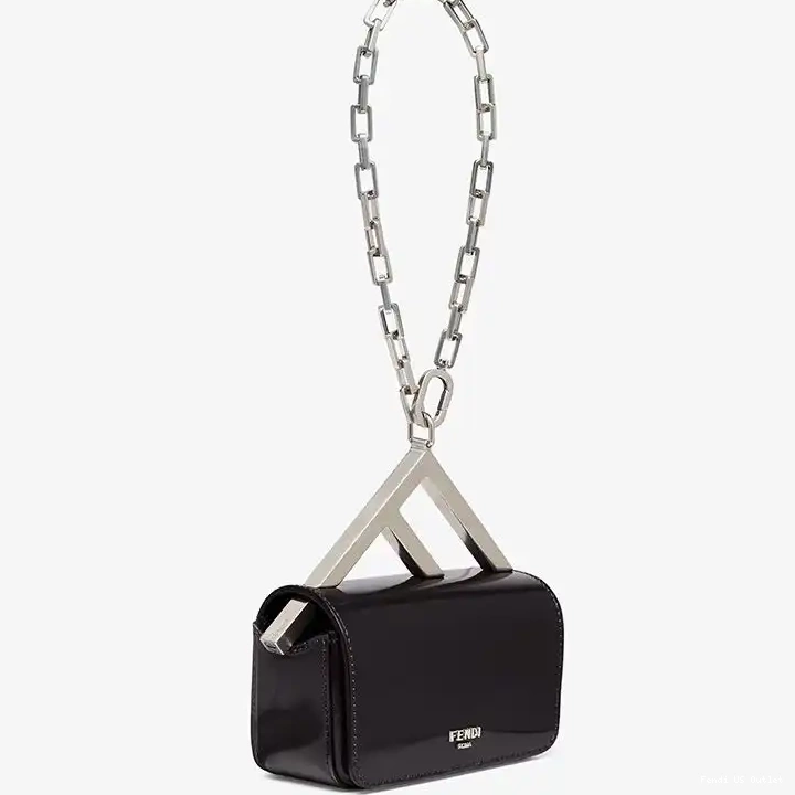 Vintage HOT Black F In Calf Fendi Leather Nano Bag 0624